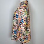 JADE | Melody Tam Colorful Floral 3/4 Sleeve Split Neck Blouse Women’s Size XS Blue Photo 3