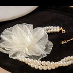 Elegant Cream sheer lace flower on pearl choker. New White Size undefined Photo 6