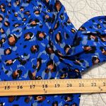 FOR THE REPUBLIC  women's size medium blue animal print blouse 3/4 sleeve bow tie Photo 2