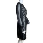 Calvin Klein ‎ Dress Womens 4 Black Vegan Leather Sheer Puff Sleeves Edgy Neutral Photo 1