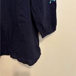 Talbots Dark Blue Blouse with Light Blue Embroidery Photo 6