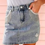 Boutique Denim Skirt With Rhinestone Fringe Detail!  Photo 0