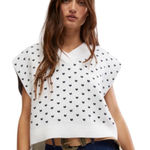 Free People  White and Black Knit Vest nwt Photo 0