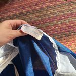 VINTAGE BLUE POLYESTER WHITE LACE HOUSEWIFE ROBE Size M Photo 4