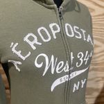 Aeropostale Y2K Embroidered Spell Out Zip Up Hoodie Sz Medium Skater Grunge Green Photo 4