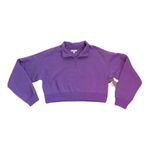 BP NEW Womens Cropped Large V-Neck Crop Organic Cotton Blend Sweatshirt Purple Photo 1