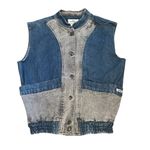 Vintage Y2K Essentials Sleeveless Denim Metal Snap Vest Unisex Medium Pockets Blue Photo 1