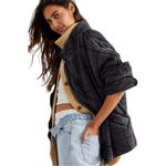 Free People New Dolman Quilted Oversized Funnel Neck Washed Black Jacket Large Photo 2