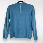 Cyrus  | Petite Medium Buttery Soft Blue Teal‎ Knit Pullover Sweater 1/4 Zip Warm Photo 2