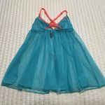 Victoria's Secret Victoria’s Secret Sheer Blue Coral Neon Lace Mesh Babydoll Lingerie Sz S Small Photo 9