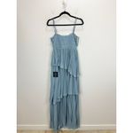 Lulus Jehona Dusty Blue Pleated Tiered Maxi Dress Long Formal A Line Small NWT Photo 6