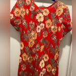 VTG '80s '90s Fairycore Jeffrey & Dara Red Floral Short Sleeve Midi Dress Size 14 Photo 9