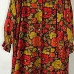 Vintage 50s Stella Fagin Fall Floral Corduroy Swing Coat Peter Pan Collar Medium Brown Photo 0