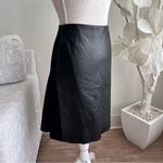 Akris Black Leather And Wool Pencil Half Pleated Skirt Photo 1