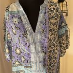 Johnny Was  Workshop Blue Floret Ramie Casablanca Puff Sleeves Size Large Photo 1