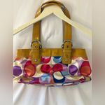 Coach  #13798 Colorful Sateen Signature  Soho Pleated Purse  Tote Patent Leather Photo 2