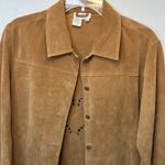 Coldwater Creek Vintage  Women's Brown Leather Jacket with Cutout Designs M Boho Photo 1