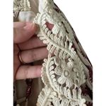 Illa Illa Boho Lace Crochet Strap Tunic Top S Cream Red Floral Crinkle Tank Photo 7