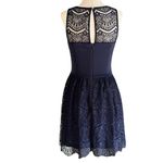 Guess  Navy Blue Illusion Lace Sleeveless Sweetheart Neck Mini Dress Photo 7