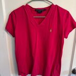 Ralph Lauren  Sport Pink V-Neck T-Shirt Women's Small Pony Logo Cotton Photo 0