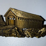 JJ Covered Bridge Brooch Pin Large Gold Tone‎ Vintage Photo 0