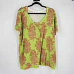 Quacker Factory  Rhinestones Button Front Short Sleeve‎ Cardigan Green Orange 1X Photo 6