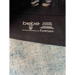 Bebe  Black Ribbed Knit Athletic Sports Bra w Cut Outs Large Photo 4