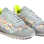 Johnny Was  Keya Shine Sneakers Lt Blue Floral Embroidered Shoes 39 US 8.5/9 NEW Photo 0