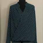 Ro & De - Cross Front Blouse Black with Blue Raindrop‎ Design High Low Hem Size S Photo 1