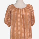 Madewell  Peasant Puff Sleeve Boho Floral Stripe Top 100% Cotton Women’s M Photo 0