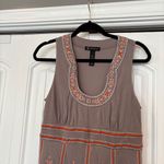 INC International Concepts Tan And Orange Embroidered/Beaded Dress Size Medium Photo 2