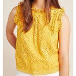 Maeve Anthropologie  Bohemian Yellow Eyelet Blouse Size 2 Photo 0