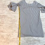 Pappagallo Women’s 12 Gray White Stripe Dress Bell Ruffle Sleeve Resort Office Photo 3