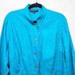 32 Degrees Heat Jones New York 100% Linen Turquoise Jacket 2X Coastal Beachy Lagenlook Nautical Photo 1