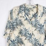 Tommy Bahama Large Top Silk Button Down Short Sleeve Floral Tropical Tan 844 Photo 2