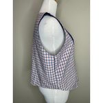 VIntage Plaid Handmade Vest Red White Blue Embroidered Flower Sz Medium Photo 3