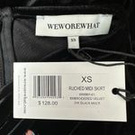 We Wore What Sz XS Black Multi Embroidered Velvet Ruched Midi Skirt Photo 2