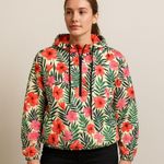 BLANK NYC Vibrant Floral Print Windbreaker Hoodie Photo 0