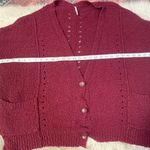 Free People Sweater Fall Friend Oversized Fuzzy Textured Boho Fall Winter Maroon Photo 8