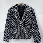 Talbots Blazer Women 12 Navy Geometric Double Button Corpcore Mature Feminine Photo 0