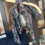 Koch  navy smocked crop top tie straps bows floral cece satin stretchy flowers Photo 6