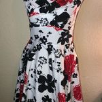 Belle Poque 1950’s Style Ruched White,Black & Red Floral Pin up Dress Size Small White Photo 0