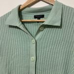 Rag and Bone  Cashmere Navaya Polo Cardigan Size Large Ribbed Mint Green Photo 4