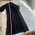 Mille Black Viscose Linen Blend Belted Duster Trench Coat Medium Photo 7