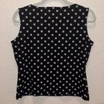 Vintage Y2K Women's Black off White Polka Dot Sleeveless Top • modest • business Size L Photo 3