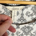 Soma  Cool Nights White Black Sleep Dress Size Medium Photo 4