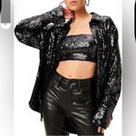 Good American  Blazer Sequin Oversized In Black NWT *sold out everywhere* Holiday Photo 1