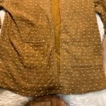 Flower & Feather Cardigan Womens Medium Puff Sleeve Cream Dot Lightweight‎ Brown Photo 1