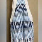 Loft Womens Maui Blue Textured Stripe knit Racerback Halter Sweater|Sz:L-Petite Photo 4
