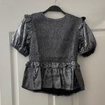 TCEC | NWOT | Metallic Smocked Puff Sleeve Top | M | Dark Grey | CT7721 Photo 0